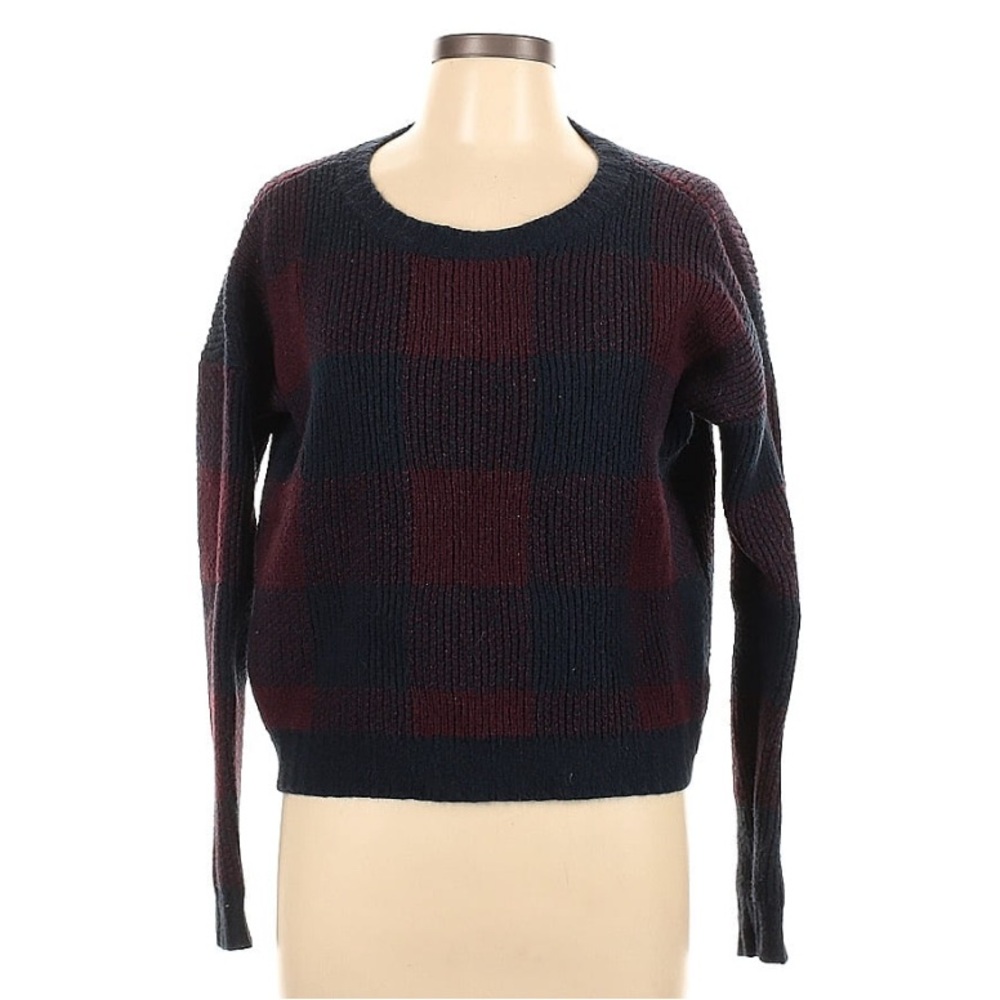 Abercrombie red blue plaid sweater